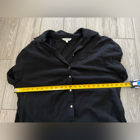 Nanette Lepore|Black Casual Button-Up Top in short sleeve,gauze beachy style•••L - Picture 12 of 13